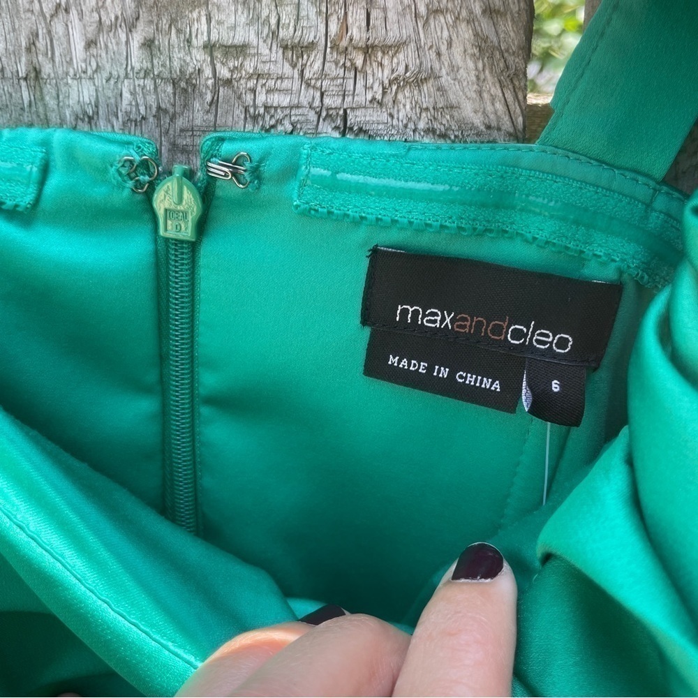 Max and Cleo Green Chiffon Spiral One Shoulder Mini Dress - Picture 9 of 9